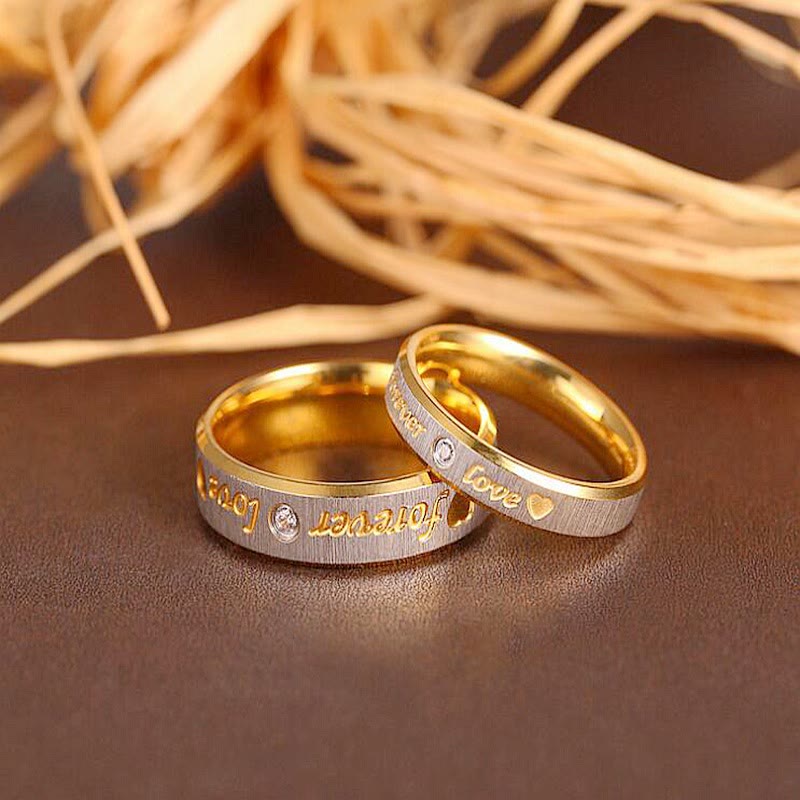 Stainless Steel Matching Wedding Forever Love Rings Set