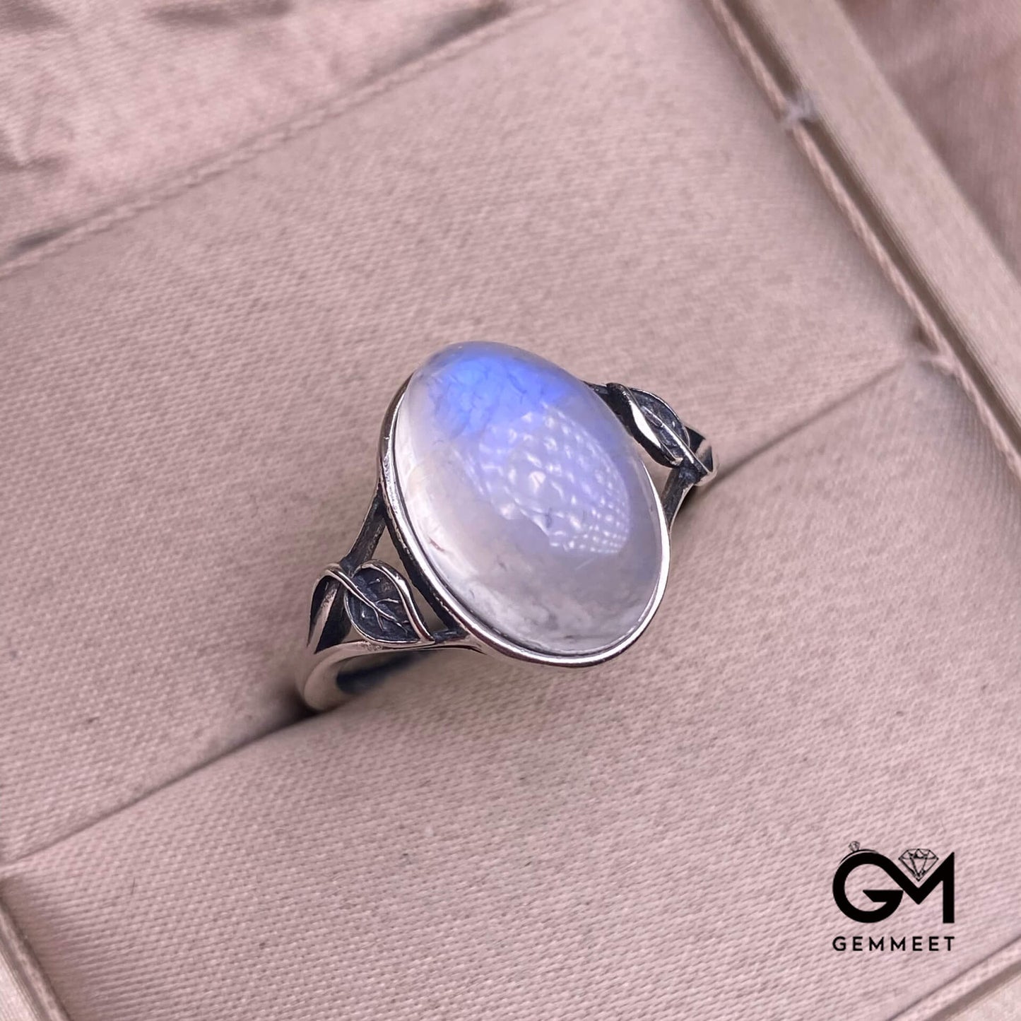 S925 Vintage Blue Moonstone Ring