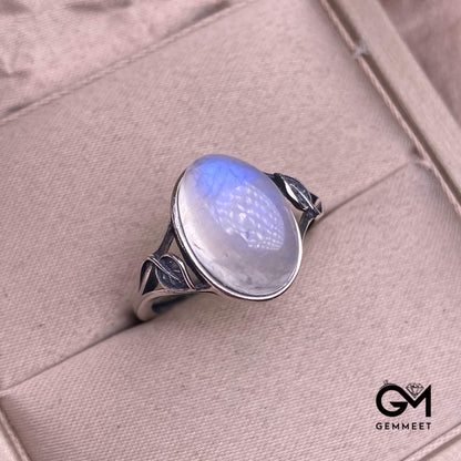 S925 Vintage Blue Moonstone Ring