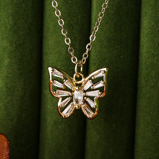 Hollow Butterfly Shape Pendant Chain Necklace