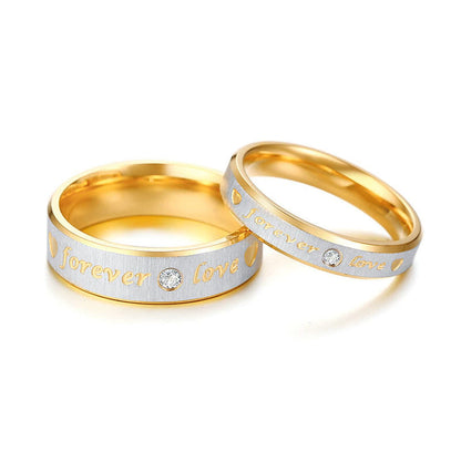 Stainless Steel Matching Wedding Forever Love Rings Set