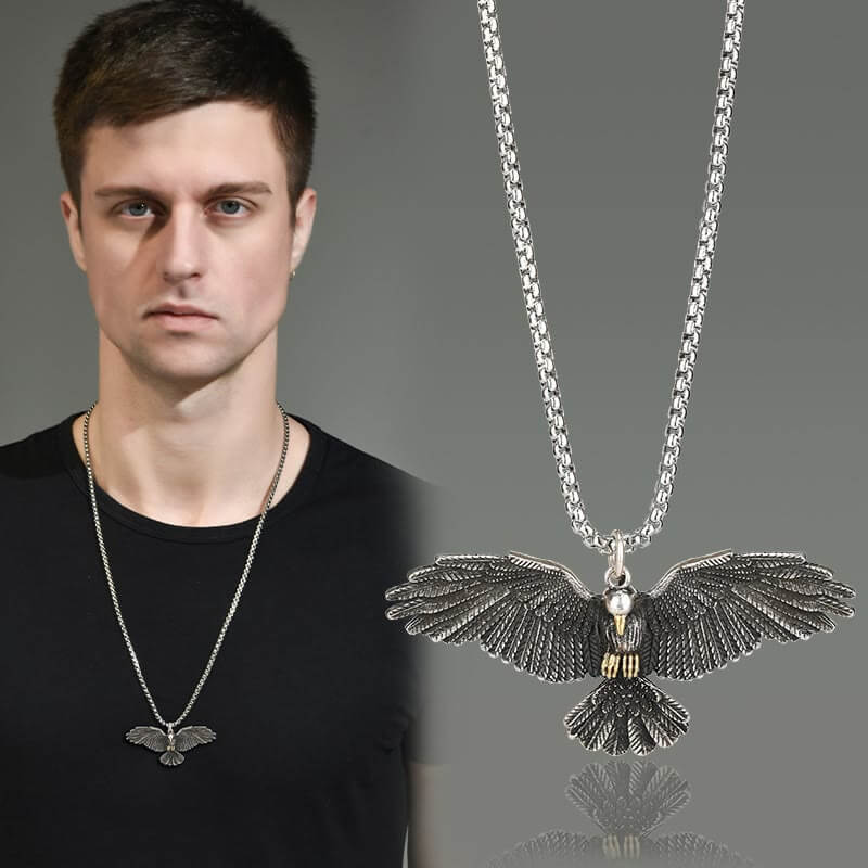 Motorcycle Viking Eagle Wings Necklace