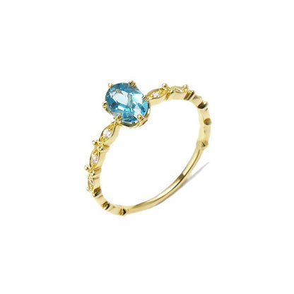 London Blue Topaz Horse Eye Gold Plated Ring