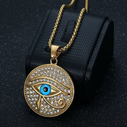 HIPHOP Gold-plated Zircon Eye of Horus Pendant