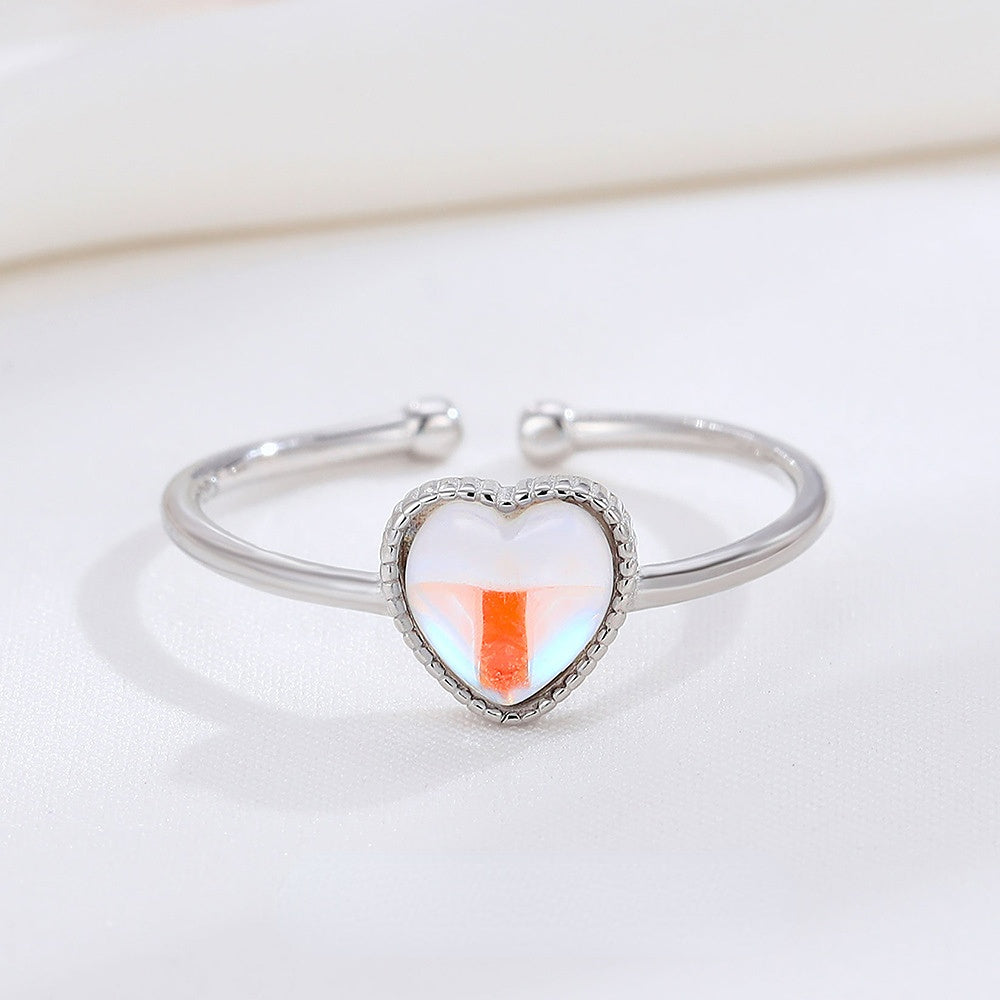 Shinny Heart Shape Crystal Adjustable Ring