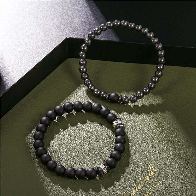 Men's Jewelry Bead Punk 2 Piece Set Fashion Bracelet