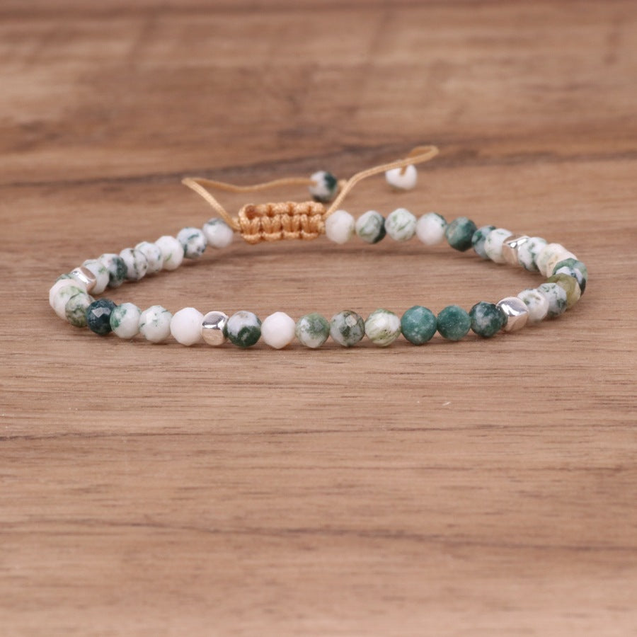 Tree Pattern Water Grass Stone Bead Bracelet