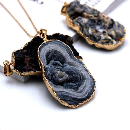 Natural Black Agate Galactic Cluster Irregular Necklace