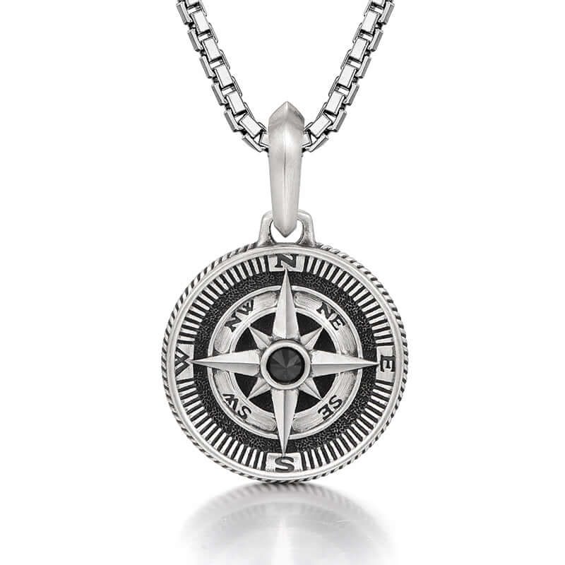 Vintage Men's Compass Necklace Hip Hop Pendants