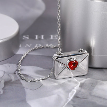 Cute Mail Box & 'I Love You' Card Pendant Necklace