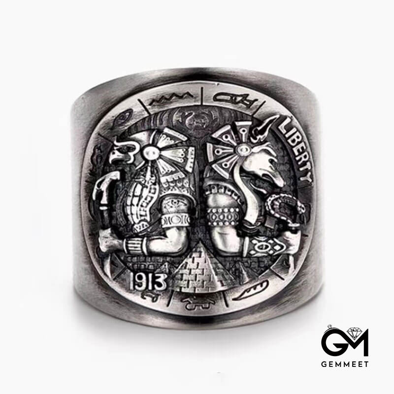 Men's Retro Horus Totem Adjustable Ring