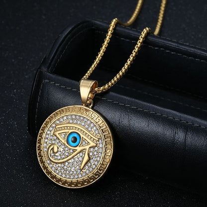 Hip Hop Jewelry Electroplated Zirconia Eye of Horus Pendant