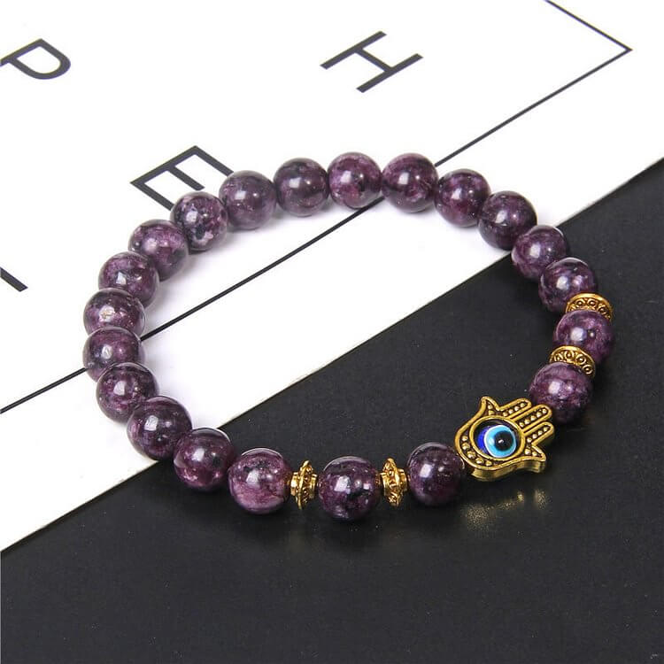 "Ward Off Negativity" Men's Evil Eye Hamsa Natural Bead Bracelet