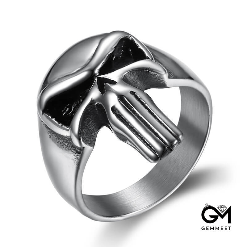 Vintage Titanium Steel Punisher Logo Ring