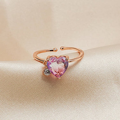 Gradient Crystal Love Heart Versatile Ring