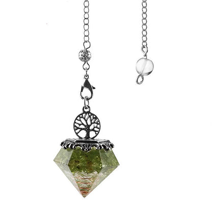 Natural Crystal Geometric Tree of Life Pendulum