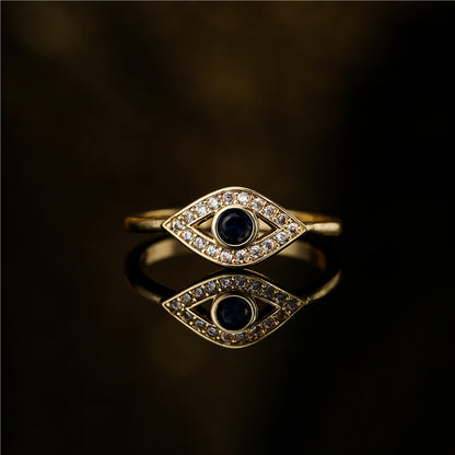 Golden Hollow Evil Eye Full Stones Ring