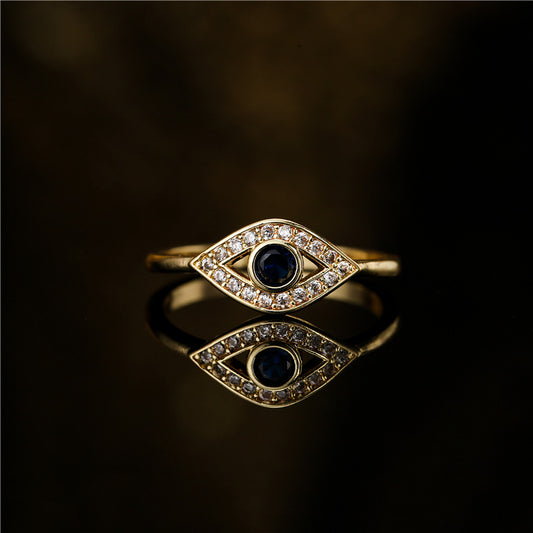 Golden Hollow Evil Eye Full Stones Ring