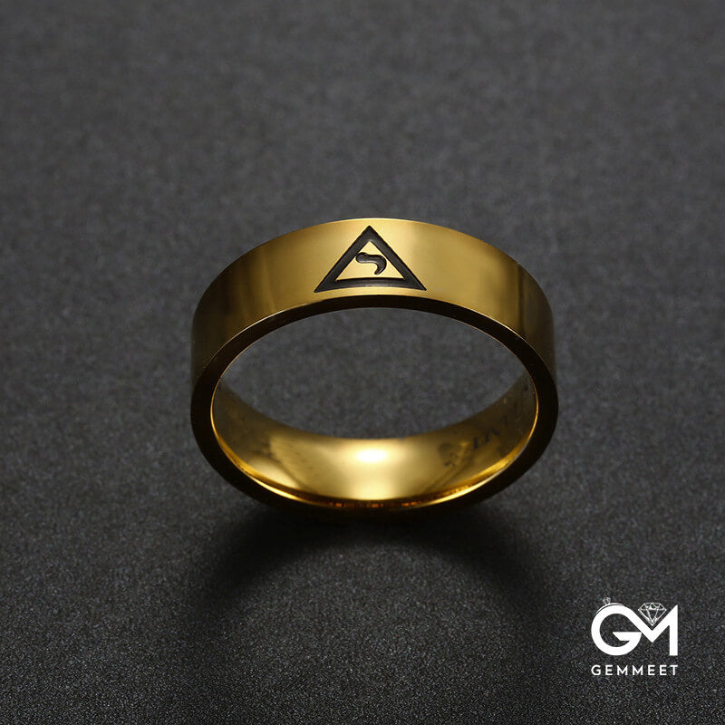 Stainless Steel Triangle Logo Ring for Men