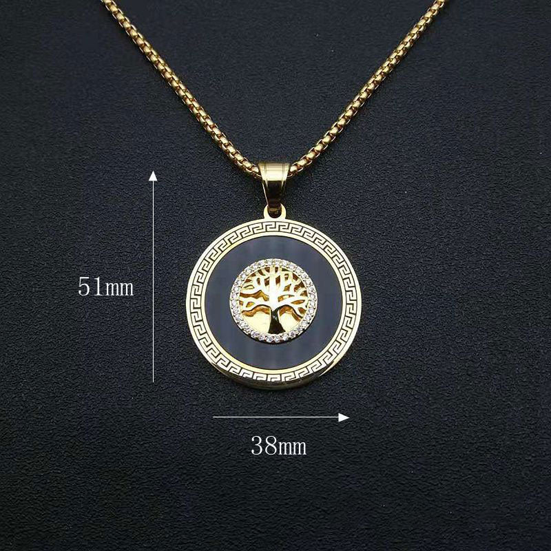 Hip Hop Jewelry Gold Plated Micropaved Zirconia Tree of Life Pendant