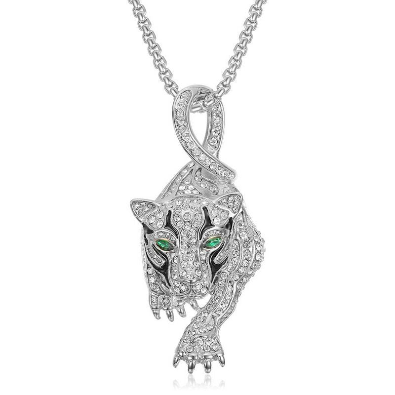 Hip Hop Jewelry Gold Plated Zircon Leopard Head Pendant