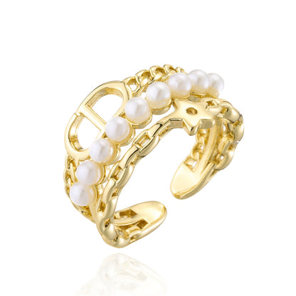 3 Layers Star Totem Full Stones Pearl Ring