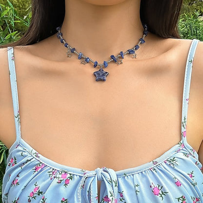 Bohemia Star Tassel Turquoise Stone Choker Necklace