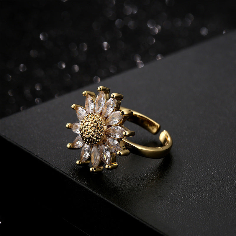 Sunflower Shape Full Stones Ring