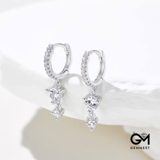 S925 Sterling Silver Simple White Zircon Earrings