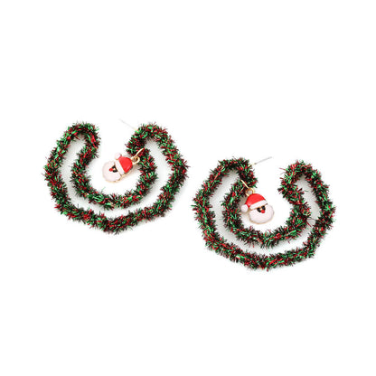 Christmas Earrings Handwoven Glitter Alloy Drip Oil Santa Claus Earrings