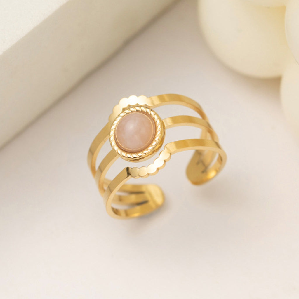 3 Layers Round Cut Stone Hollow Ring