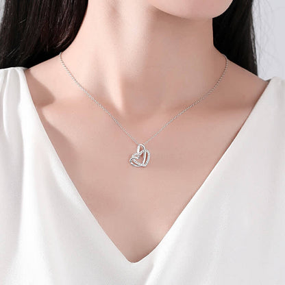 Elegant Zircon Interlocking Heart Necklace