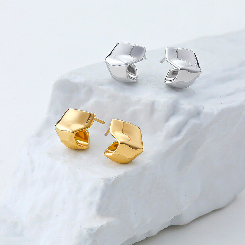 Origami Ear Studs Female Niche Design Earrings Simple Versatile Intellectual Earrings