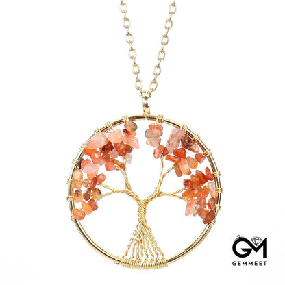 Wrapped Silk Crystal Tree of Life Necklace