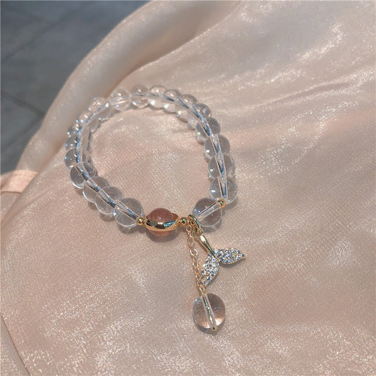 Clear White Crystal Mermaid Pendant Bracelet