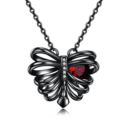 Women's Black Gothic Rib Cage Necklace