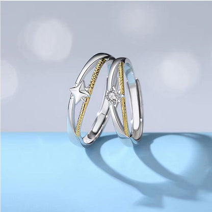 Simple Eight-Pointed Star Couple Ring