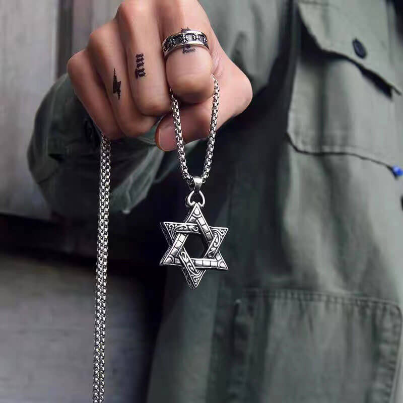 Vintage Double-sided Hexagram Punk Hipster Pendant