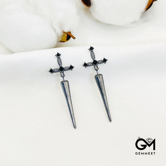 Black Zircon Alloy Grunge E-Girl Aesthetic Gothic Sword Earrings