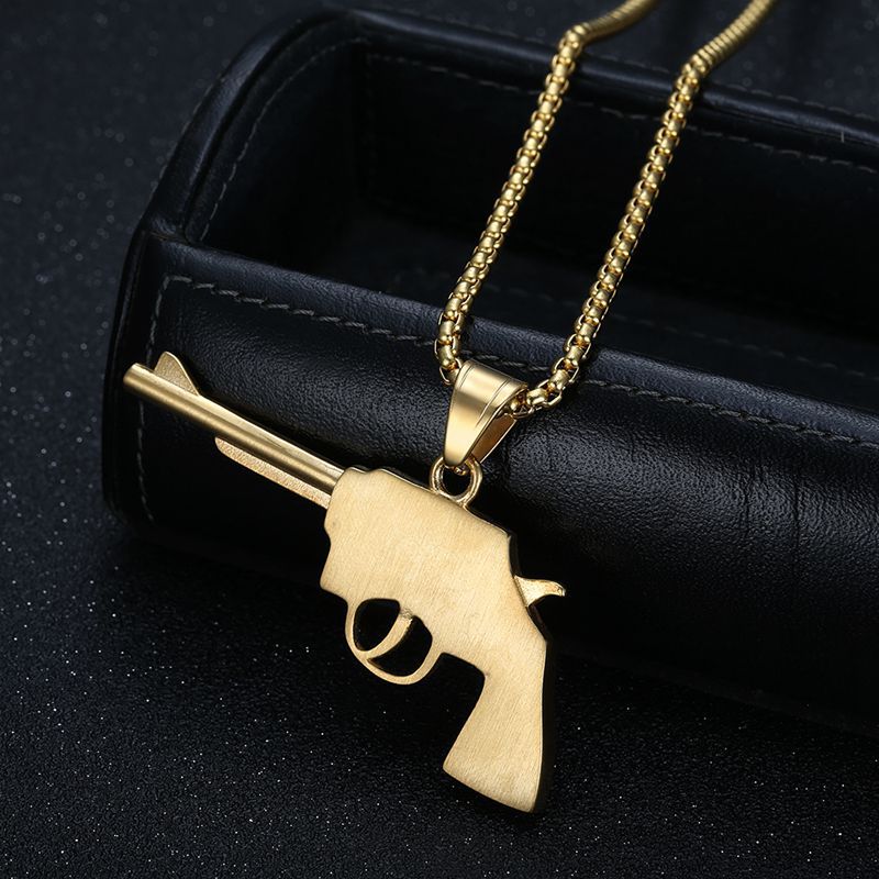 Hip Hop Plated Revolver Pendant