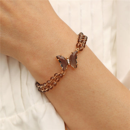 Butterfly Woven Natural Crystal Bracelet