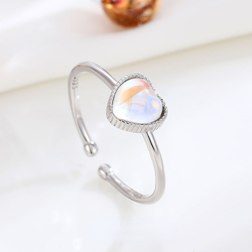 Shinny Heart Shape Crystal Adjustable Ring