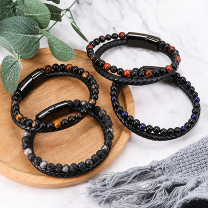 2 Layers Faux Leather Beaded Bracelet