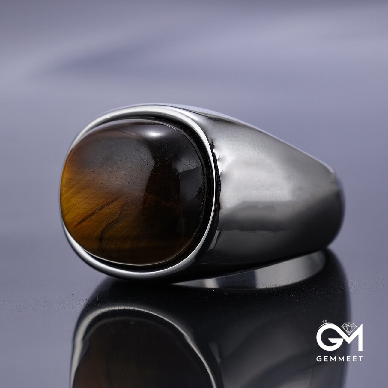 Hot Mined Stainless Steel Tiger's Eye Ring