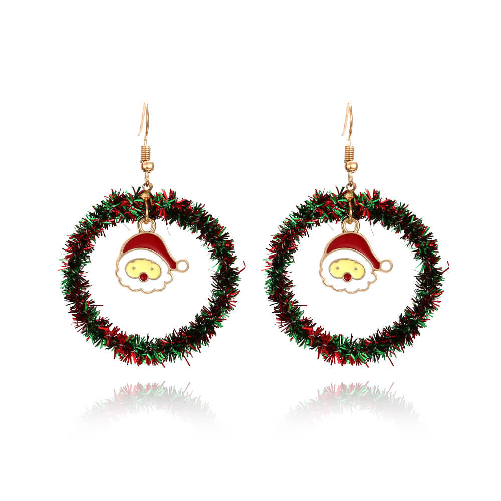 Christmas Earrings Handwoven Personality Christmas Tree Sika Deer Earrings Ornaments