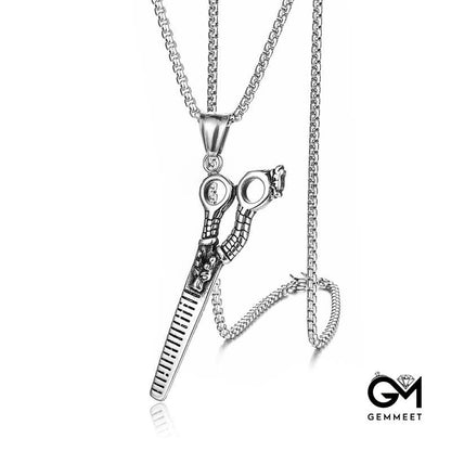 Stainless Steel Scissors Pendant Necklace