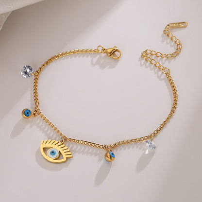 Evil Eye Pendant Layers Bracelet