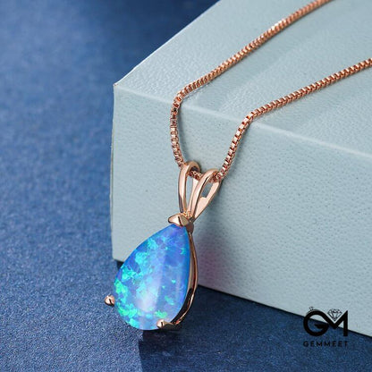 Minimalist Droplet Opal Pendant Necklace