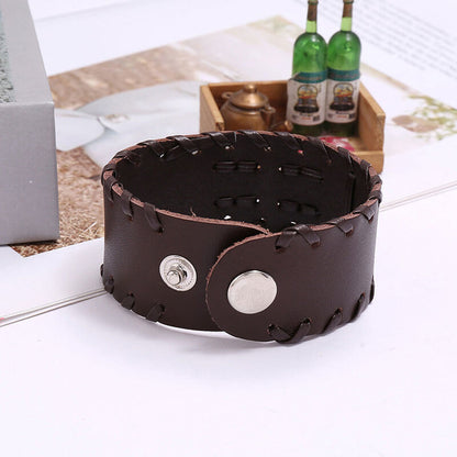 Punk Leather Bullet Skull Bracelet