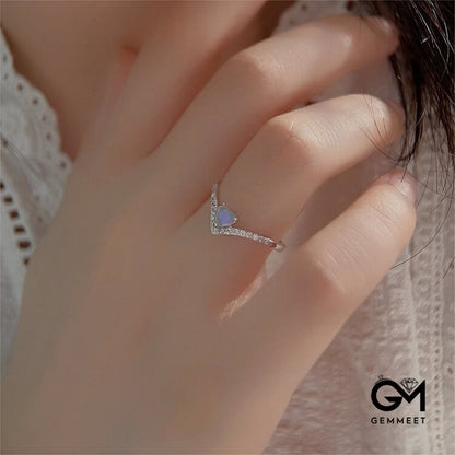 Heart Shape Moonstone Design Ring